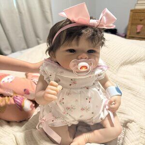 🆕20Inch Soft Cloth Body Newborn Baby Poseable Limbs White Doll Baby Girl